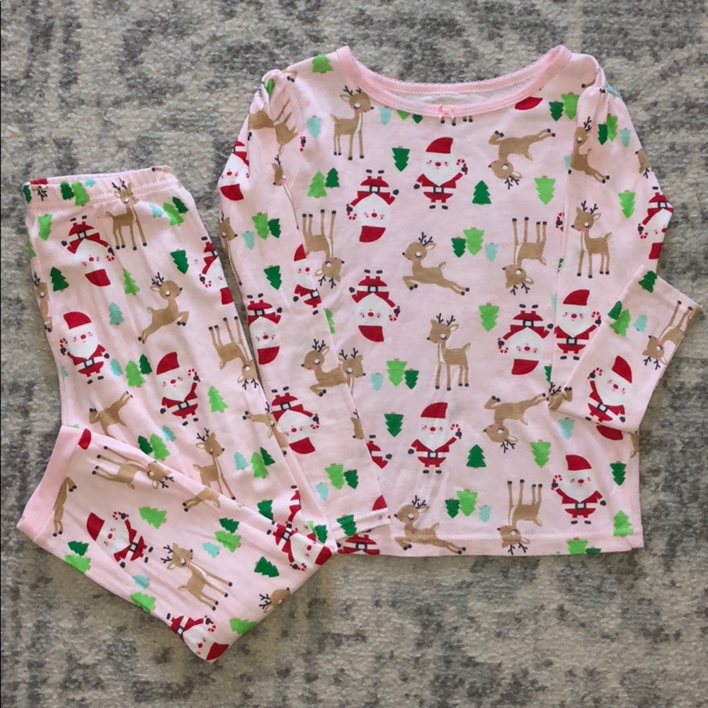 Girls pink Christmas pajama set